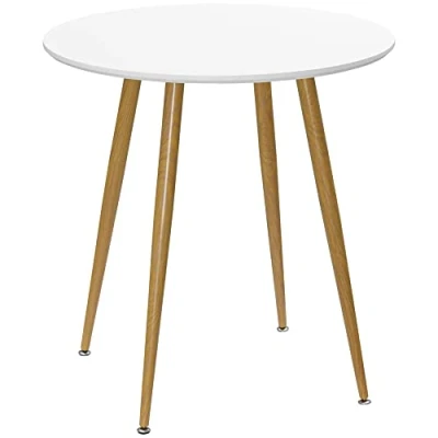 Abbildung von HOMCOM Esstisch Runder für 2 Personen Nordischer Stil Küchentisch mit matter Arbeitsplatte und Metallbeinen Wohnzimmer Belastung 80 kg Ø72x75 cm Weiß
