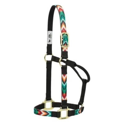 Abbildung von Weaver Leder Nylon Damast Festeingesteller Horse Halfter, Black Chevron, S