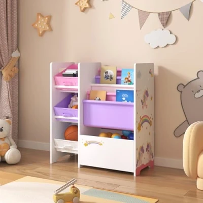Abbildung von en.casa Kinderregal, »Vimianzo« Einhorn Motiv 60 x 65 30 cm Lila/Rosa