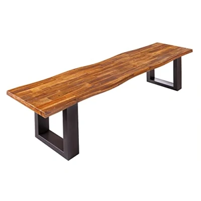 Abbildung von riess ambiente Sitzbank GENESIS 160cm natur / dunkelgrau (Einzelartikel, 1 St), Esszimmer · Massivholz Metall Industrial