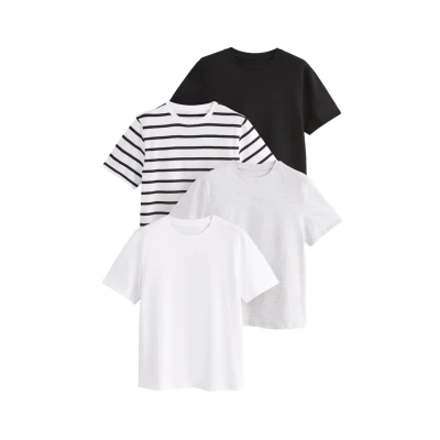 Abbildung von THE SET 4 PACK Short Sleeve Regular FIT Tshirt print, Damen, Größe: XS, Black grey white stripe