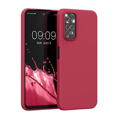 Abbildung von kwmobile Hülle kompatibel mit Xiaomi Redmi Note 11 / 11S weiches TPU Silikon Case Cover geeignet für kabelloses Laden Fuchsia matt