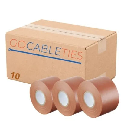 Abbildung von GOCABLETIES Isolierband Braun 10 Rollen 50 mm x 33 m strapazierfähiges, selbstklebendes zum Schutz, Bündeln und Reparieren von Kabeln