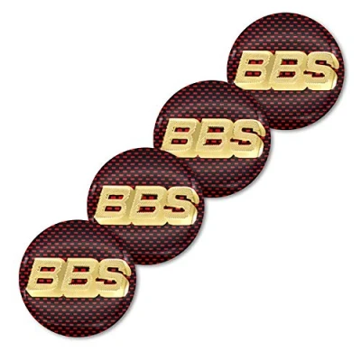 Abbildung von QUXING 4 Stück Logo Aufklebern Radnabenkappen Nabendeckel, für BBS RM RZ RG RS 56mm Auto Felgendeckel Zubehör Zierdeckel Emblem Abzeichen Accessoires
