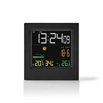 Abbildung von NEDIS Wetterstation Innen und Aussenbereich Inklusive schnurloser Wettersensor Wettervorhesage Zeitdisplay LED Anzeige Weckerfunktion