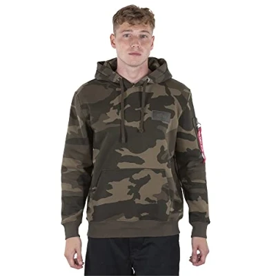 Abbildung von ALPHA INDUSTRIES Herren Back Print Hoody Kapuzensweat Kapuzenpullover, Olive Camo, 3XL