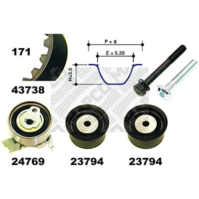 Abbildung von MAPCO 23738 Zahnriemensatz 171 OPEL: Omega B Limousine, Caravan, Vectra CHEVROLET: Captiva