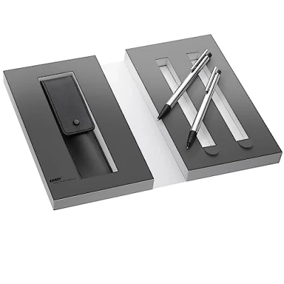 Abbildung von LAMY Kugelschreiber Set logo matt, 3tlg. 205, Druckbleistift 105, Lederetui