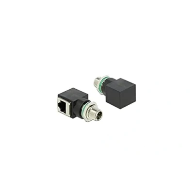Abbildung von Delock Netzwerkadapter M12 8 Pin X kodiert Stecker zu RJ45 Buchse