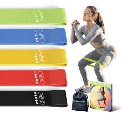 Abbildung von Fitnessbänder 5er Set Widerstandsbänder mit 5 Stufen Übungsbänder für Heim Fitness, Stretching, Krafttraining, Physiotherapie, Pilates, Yoga, Elastische Workout Bänder Frauen (Mehrfarbig)