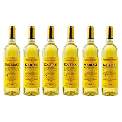 Abbildung von 6x 750 ml Retsina Kourtaki Spar Set 12% gehartzter Weißwein Weiß Wein aus Griechenland Attika Savatiano