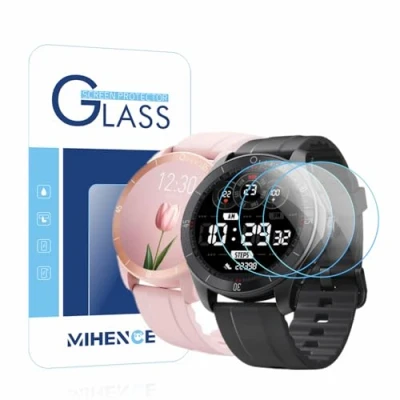 Abbildung von MIHENCE Schutzfolie für IDW18 Smartwatch Folie, 9H Anti Kratzer gehärtetes Glas folie Kompatibel TOOBUR (3 Stück)