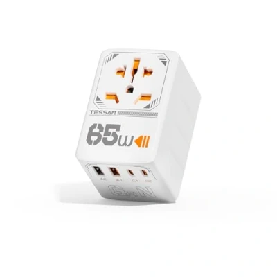 Abbildung von TESSAN 65W GaN Reiseadapter Weltweit mit USB C, Schnellladung C Adapter, Reisestecker Adapter 2 A, Travel für EU USA UK Italien Japan Thailand Australien Kanada