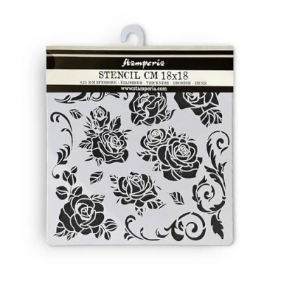 Abbildung von Stamperia Malschablone Shabby Rose Pattern, 18x18cm