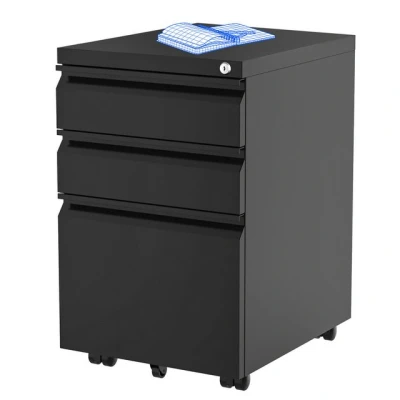 Abbildung von FLEXISPOT Aktenschrank (Rollcontainer, Büroschrank, rollcontainer Schreibtisch mit 3 Schublade für Büro) Wohnzimmer &amp; Schlafzimmer,mit Schlüsselschloss und Anti Kipp Rad