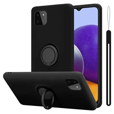 Abbildung von Cadorabo Hülle kompatibel mit Samsung Galaxy A22 5G Schutzhülle TPU Silikon Case Liquid Design Ring Slim Kratzfest Liquidsilikon Microfaser für in Schwarz