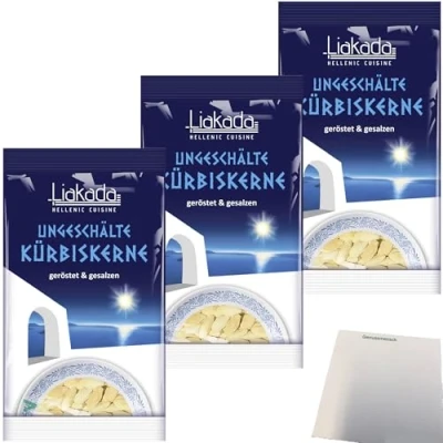 Abbildung von usy Bundle für Liakada Kürbiskerne Geröstet &amp; Gesalzen Ungeschält 3er Pack (3x100g Beutel) + Block