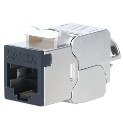 Abbildung von Cat6a 10G Slimline Keystone Modul, geschirmt, werkzeuglos, schwarz, 14,8 mm Breite, RJ45, 10G, 500 MHz