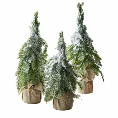 Abbildung von Loberon Deko Baum 3er Set Selitor, DREI Größen, Realistische Schneebeflockung, Biegbare Zweige, Weinachtsdeko, Weihnachten, Polyethylen, Baumwolle, Jute, grün
