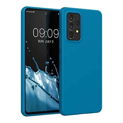 Abbildung von kwmobile Hülle kompatibel mit Samsung Galaxy A53 5G weiches TPU Silikon Case Cover geeignet für kabelloses Laden Karibikblau