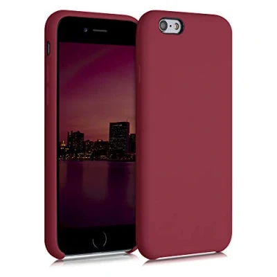 Abbildung von kwmobile Hülle kompatibel mit Apple iPhone 6 / 6S Silikon Handy Case Handyhülle weiche Oberfläche kabelloses Laden Rhabarber Rot
