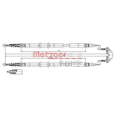 Abbildung von METZGER 11.5952 Handbremsseil hinten 1643/1460+1675/1491 Scheibenbremse COFLE OPEL: Astra H Schrägheck, GTC, TwinTop