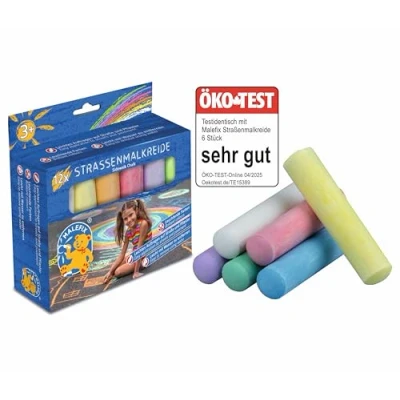 Abbildung von Pustefix MALEFIX Straßenmalkreide 12er Packung I Malkreide für Kinder und Erwachsene Vielfalt an Farben Leuchtend Kräftig Wasserlösliche hochwertige Kreide Straße u. Hof
