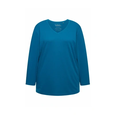 Abbildung von Ulla Popken Rundhalsshirt Shirt V Ausschnitt Relaxed Langarm