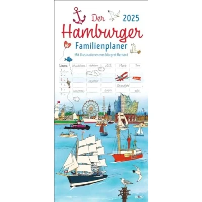Abbildung von Der Hamburger Familienplaner 2025 Margret Bernard: Familienkalender mit 5 Spalten. Witziger Familien Wandkalender Schulferien. Hamburg Kalender 2025. (Familienplaner Eiland)