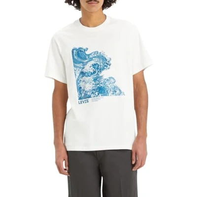 Abbildung von Levi&#039;s Herren Ss Relaxed Fit Tee T Shirt, Wave AOP HL Logo White+, S