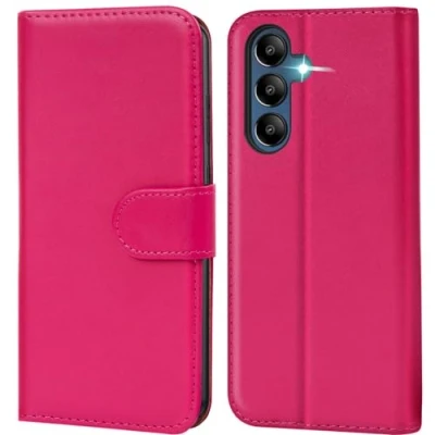Abbildung von Verco Handyhülle für Samsung Galaxy A35 5G Hülle, Bookcase Tasche Flipcover Case [Kartenfächer/Aufstellfunktion], Pink