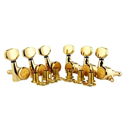 Abbildung von Guyker 6Pcs Guitar Locking Tuners (6 Right Handed) 1:18 Ratio Lock String Tuning Key Pegs Machine Heads with Hexagonal Handle Replacement for LP SG Style Electric, Folk or Acoustic Guitars Gold