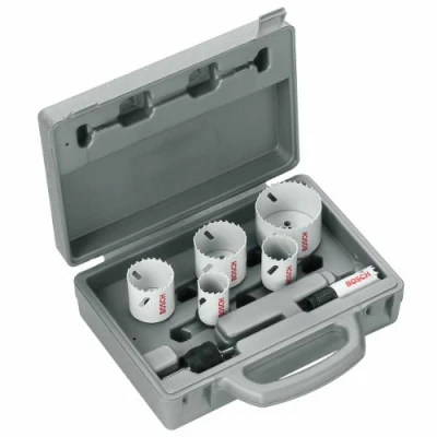 Abbildung von Bosch Professional 6 tlg. Lochsäge HSS BiM Progressor for Wood &amp; Metal Set Sanitär (für rostfreien Edelstahl und Metall, Ø 20 64 mm, Zubehör Bohrmaschine)
