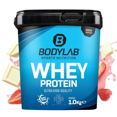 Abbildung von Bodylab24 Whey Protein Pulver, Erdbeer &amp; weißen Chocolate Chunks