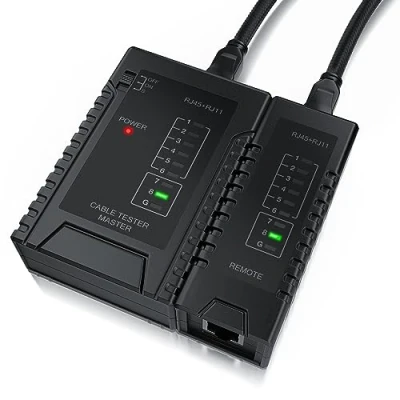Abbildung von CSL Netzwerk Kabeltester Netzwerkstester für RJ45 und RJ11 Netzwerkkabel Kabelprüfer Leitungstester CAT 6 7 8.1 Kabel + Telefon