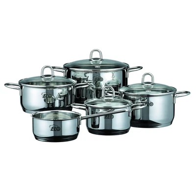 Abbildung von Elo Topf Set &quot;Rubin&quot;, Edelstahl 18/10, (Set, 9 tlg., Bratentopf 20cm, Fleischtopf 16/20cm, Kasserolle 16cm, Gemüsetopf24 cm), Induktion
