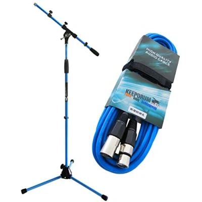 Abbildung von keepdrum MS106 BL Blau Mikrofonständer Stativ mit Galgen + 6m XLR Kabel