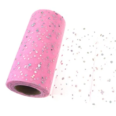 Abbildung von Tüll Roll Glitter Pailletten Spule Tutu Hochzeit Weihnachtsfeier Geburtstag Dekoration Geschenk Bastelbedarf (Rosa)