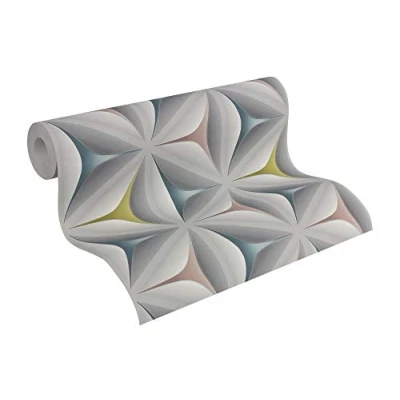 Abbildung von living walls Vliestapete &quot;Scandinavian&quot;, Retro, Retrotapete Geometrisch Tapete 3D Effekt Grau einfarbig, glänzend