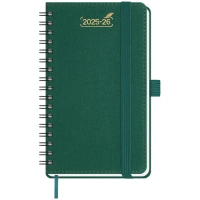 Abbildung von BEZEND 18 Monate Taschenkalender 2025 2026 klein (Juli 25 Dez 26), Kalender 25/26 Wochenplaner A6 1 Woche 2 Seiten mit Spalten, Terminplaner Ringbuch PU Leder Softcover, Waldgrün