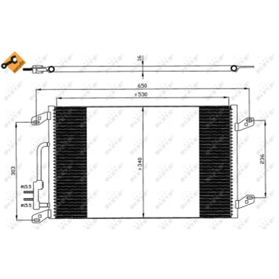 Abbildung von NRF EASY FIT 35615 Klimakondensator mit Dichtring 15,5 Aluminium 530