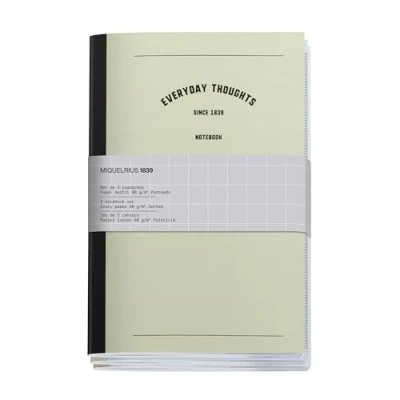 Abbildung von Miquelrius A5 Notizbücher (140 x 210 mm), 3 Notizbücher, innen gepunktet, 32 Blatt je 80 g/m², Kartoneinband mit Textur, Pastellfarben, Back2Basics Kollektion