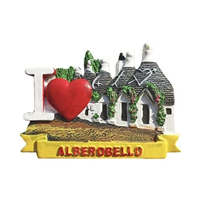 Abbildung von Bari Apulien Italien Alberobello 3D Kühlschrankmagnet Reise Aufkleber Souvenirs Sammlung, Harz Haus &amp; Küche Dekoration, aus China