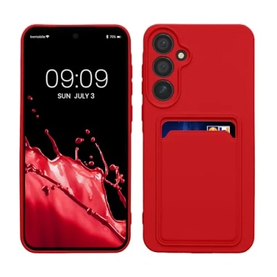 Abbildung von kwmobile Handyhülle kompatibel mit Samsung Galaxy A55 5G Hülle Handy Cover Fach für Karten in Rot