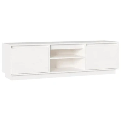 Abbildung von vidaXL TV Schrank, Fernsehschrank mit viel Stauraum, Lowboard HiFi Schrank Türen, Fernsehtisch Möbel für Wohnzimmer Schlafzimmer, Weiß Massivholz Kiefer