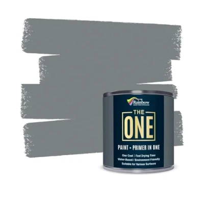 Abbildung von Farbe für verschiedene Oberflächen von The One Paint Keine Grundierung oder Vorlackierungen erforderlich, 1 Liter, grau