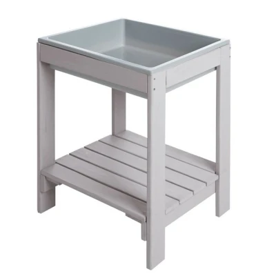 Abbildung von roba Kinder Outdoor+ Spieltisch &#039;Tiny&#039;, wetterfester Massivholz Sand &amp; Matschtisch, grau lasiert
