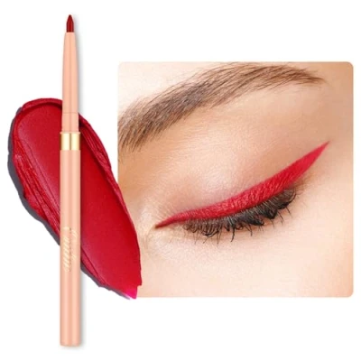 Abbildung von OULAC Rot Eye Liner &amp; Lipliner Stift 2 IN 1, Wischfester, Waterproof Schwenkbarer Kajalstifte, Langanhaltender Matte Finish, Schnelltrocknung, Hochpigmentierter, Vegan (L08) Ruby