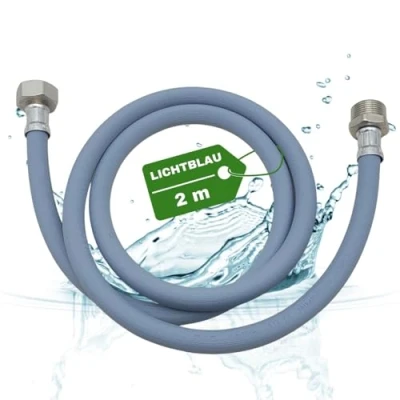 Abbildung von LICHTBLAU Verlängerung Zulaufschlauch I 2m mit METALLGEWINDE Geschirrspüler Waschmaschine Anschluss 3/4 Zoll Wasserzulaufschlauch universell verwendbar Hersteller unabhängig