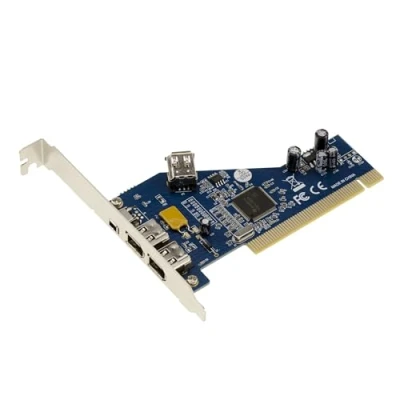 Abbildung von KALEA INFORMATIQUE PCI auf FireWire 400 IEEE1394a 3 Port Controller Karte mit TI TSB43AB23 Chipsatz.
